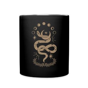 Himmlischer Schlangenmond Mystisches Gothic - Tasse einfarbig - Schwarz - Vorne