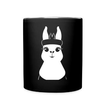 Lustige Lama-Silhouette Freche Spaß-Lamas - Tasse einfarbig - Schwarz - Vorne