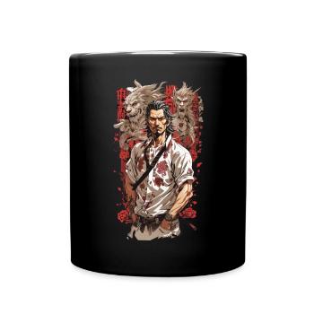 Aesthetic Japan Retro Movie Manga Protagonist - Full Colour Mug - black - Front