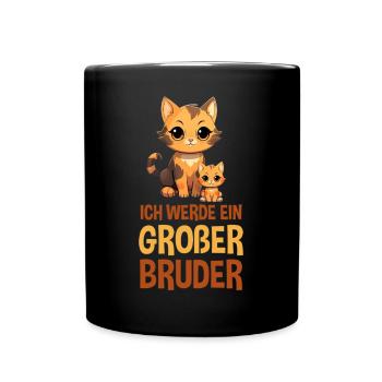 Ich Werde Ein Großer Bruder Katzen Baby - Tasse einfarbig - Schwarz - Vorne