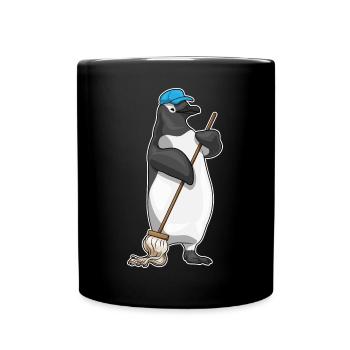 Penguin Cleaner Mop Mob - Full Colour Mug - black - Front
