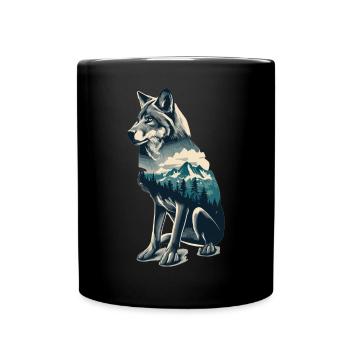 In harmony with nature: The wolf of the mountain - Full Colour Mug - black - Front