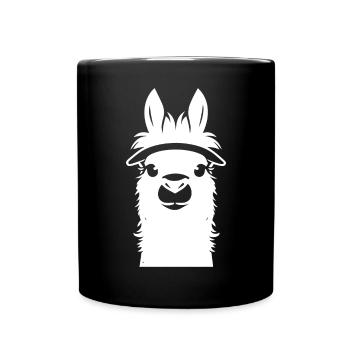 Lustige Lama Silhouette Freche lustige Lamas - Tasse einfarbig - Schwarz - Vorne
