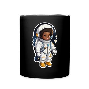 Kleiner Astronaut mit Lächeln - Tasse einfarbig - Schwarz - Vorne
