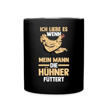 Huhn Hühnerstall Bauernhof Bauer Landwirt Hühner - Tasse einfarbig - Schwarz - Vorne