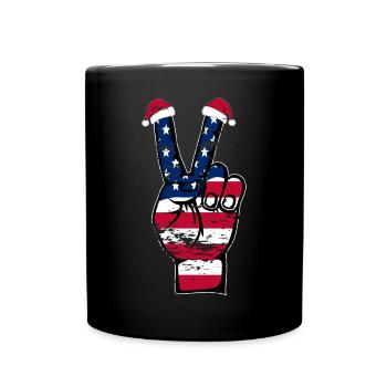 Symbole de paix de Noël drapeau des États-Unis utilisé - Mug uni - noir - Devant