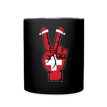 Schweiz Flagge Weihnachten Peace Symbol - Tasse einfarbig - Schwarz - Vorne