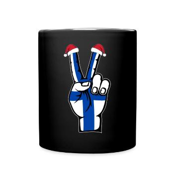 Finnland Flagge Weihnachten Peace Symbol - Tasse einfarbig - Schwarz - Vorne