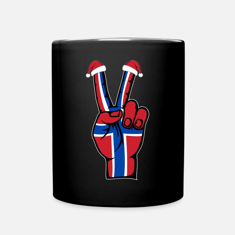 Norwegen Flagge Weihnachten Peace Symbol - Tasse einfarbig - Schwarz