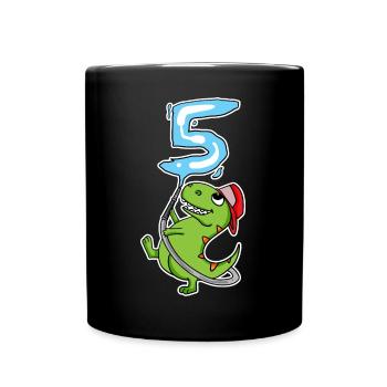 5. Geburtstag Dinosaurier - Tasse einfarbig - Schwarz - Vorne