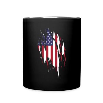 Amerikanische Flagge Retro US Amerika USA - Tasse einfarbig - Schwarz - Vorne