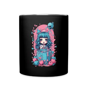 Gothic Kawaii Milkshake Anime Goth Design - Tasse einfarbig - Schwarz - Vorne