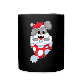 Bunny Christmas Christmas Sock - Full Colour Mug - black - Front