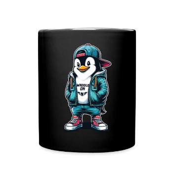 Hipster Penguin Waddle On with Style - Full Colour Mug - black - Front