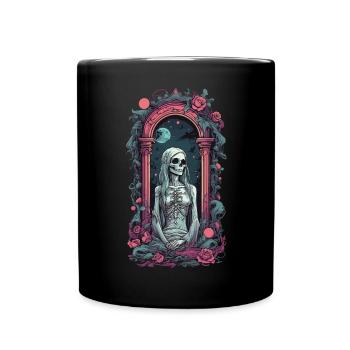 Gothic Skull Girl Pastel Okkult Vintage Design - Tasse einfarbig - Schwarz - Vorne