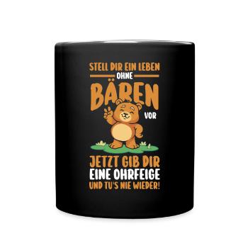 Braunbär Bär - Tasse einfarbig - Schwarz - Vorne