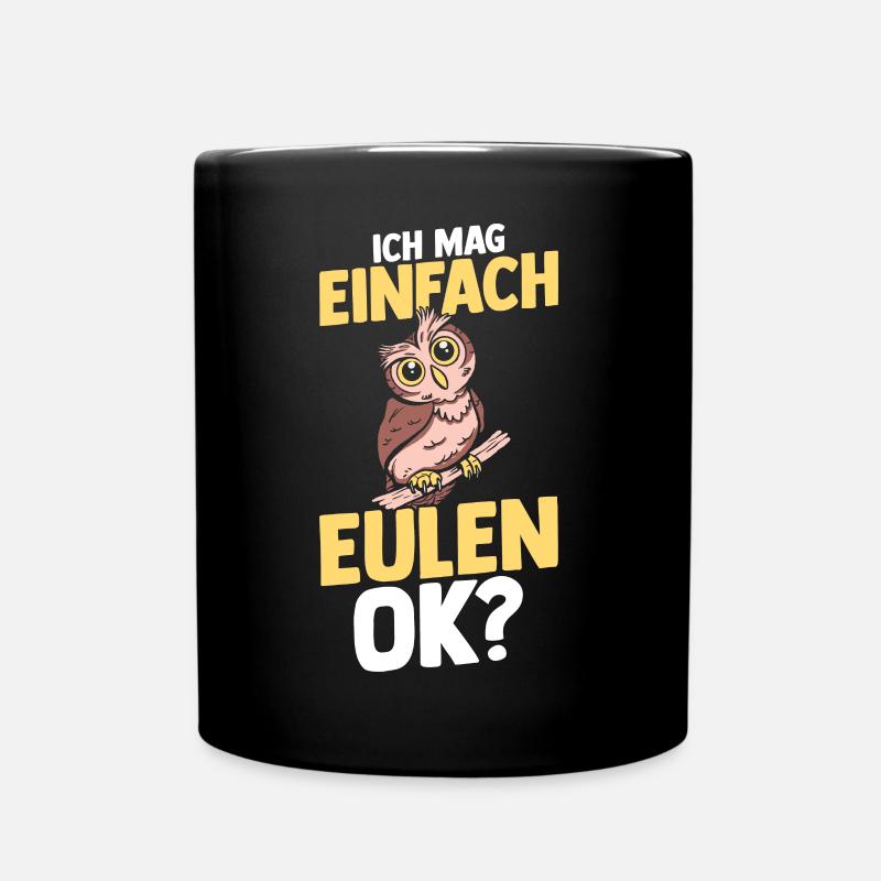 Eulen - Tasse einfarbig - Schwarz