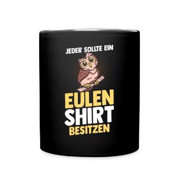 Eulen - Tasse einfarbig - Schwarz - Vorne
