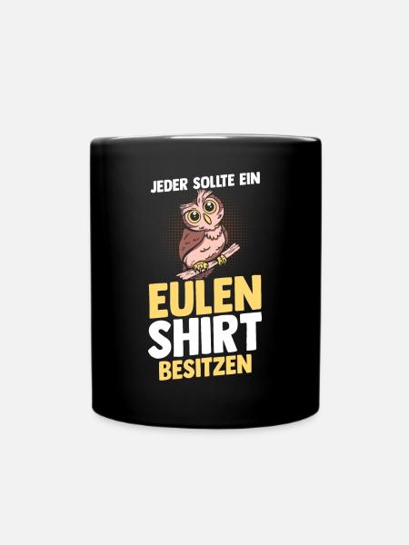 Eulen - Tasse einfarbig - Schwarz