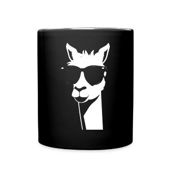 Drôle d’alpaga portant des lunettes de soleil cool alpagas - Mug uni - noir - Devant