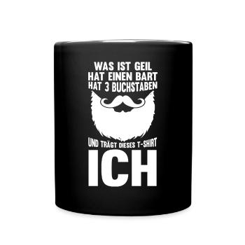 Bärtig Bartträger Schnurrbart Bart - Tasse einfarbig - Schwarz - Vorne