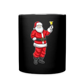Weihnachtsmann Weihnachten Weihnachtsglocke - Tasse einfarbig - Schwarz - Vorne
