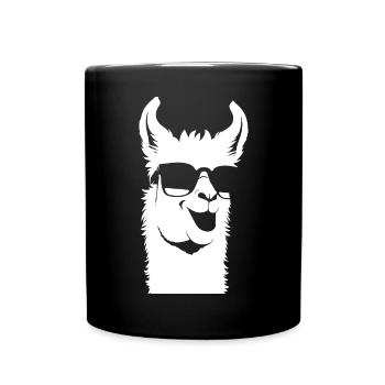 Funny Llama Wearing Sunglasses Cool Llamas - Full Colour Mug - black - Front