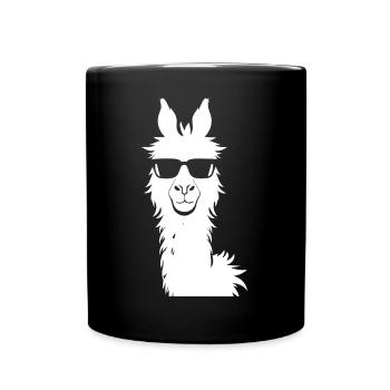 Lama drôle portant des lunettes de soleil Lamas cool - Mug uni - noir - Devant