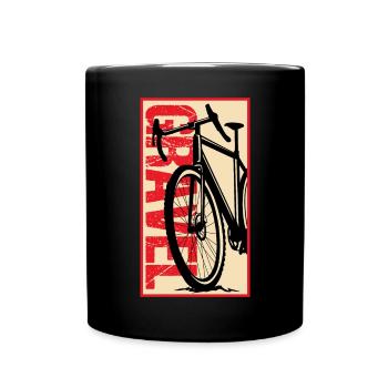 Gravel Bike, Bike, Cycling, Adventure - Full Colour Mug - black - Front