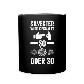 Neujahr Feuerwerk Silvester - Tasse einfarbig - Schwarz - Vorne