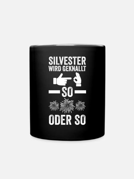 Neujahr Feuerwerk Silvester - Tasse einfarbig - Schwarz