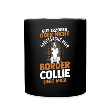 Hund Border Collie - Tasse einfarbig - Schwarz - Vorne
