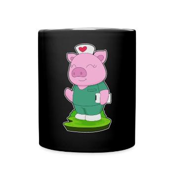 Schwein Krankenschwester  - Tasse einfarbig - Schwarz - Vorne