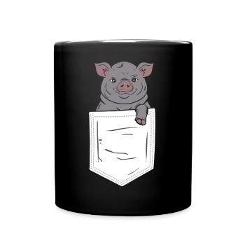 Pig in Pocket Chest Pocket - Full Colour Mug - black - Front