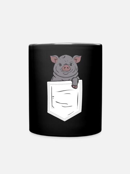Cochon dans la poche Poche poitrine - Mug uni - noir