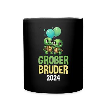 Ich Werde Großer Bruder 2024 Schildkröte Baby - Tasse einfarbig - Schwarz - Vorne