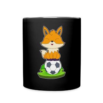 Fuchs Fußballspieler Fußball - Tasse einfarbig - Schwarz - Vorne