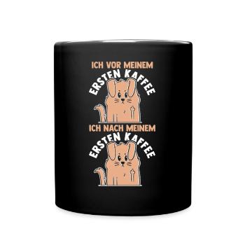 Suivez-moi devant mon premier café - Mug uni - noir - Devant