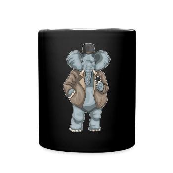 Elefant Poker Pokerchips - Tasse einfarbig - Schwarz - Vorne