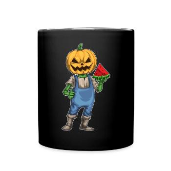 Jack O'Lantern Halloween Wassermelone - Tasse einfarbig - Schwarz - Vorne