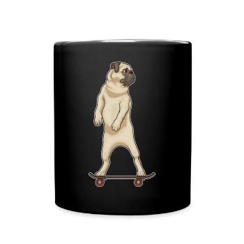 Mops Skater Skateboard Sport - Tasse einfarbig - Schwarz - Vorne