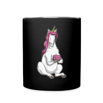 Einhorn Geburtstag Kuchen - Tasse einfarbig - Schwarz - Vorne