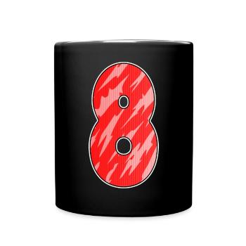 Zahl 8 Nummer Acht Motiv Rot Muster - Tasse einfarbig - Schwarz - Vorne