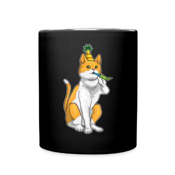 Katze Geburtstag Tröte - Tasse einfarbig - Schwarz - Vorne