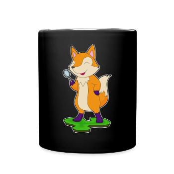 Fox Detective Magnifying Glass - Full Colour Mug - black - Front