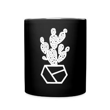 Weißer Kaktus - Tasse einfarbig - Schwarz - Vorne
