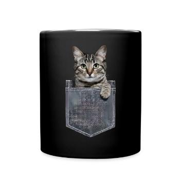 Bombay-Katze in der Tasche Geschenk - Tasse einfarbig - Schwarz - Vorne