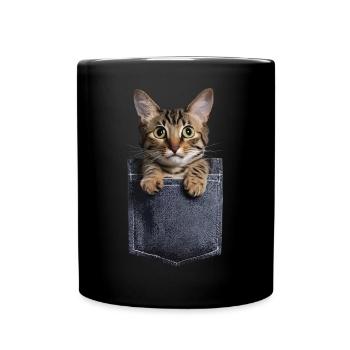 Exotische Kurzhaarkatze in der Tasche Geschenk - Tasse einfarbig - Schwarz - Vorne