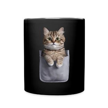 Ragdoll-Katze in der Tasche Geschenk - Tasse einfarbig - Schwarz - Vorne