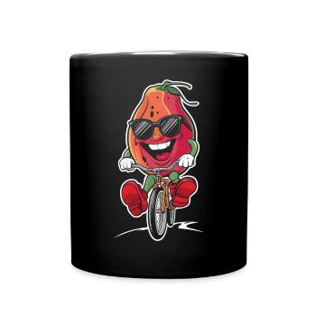 Papaya, Radfahren Auf Dem Fahrrad-Geschenk - Tasse einfarbig - Schwarz - Vorne